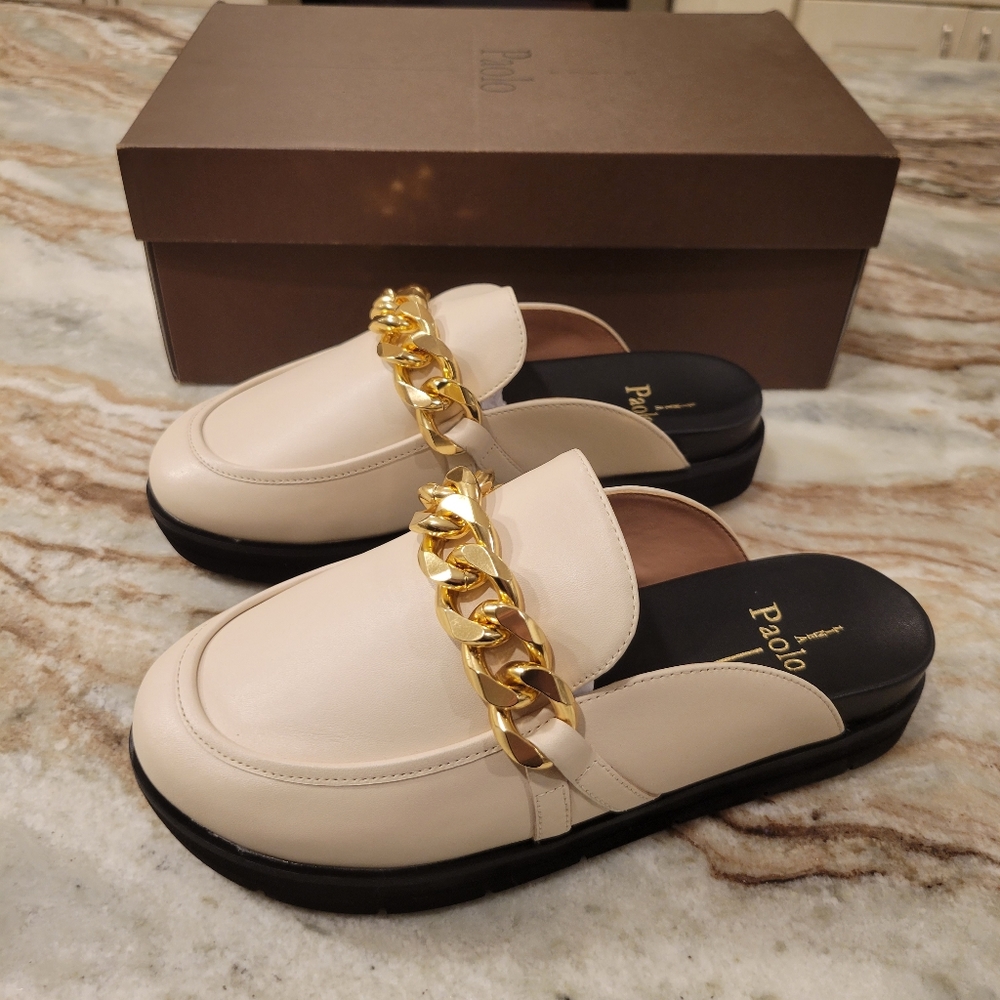Paolo Roann Mules, Womens 8, Cream color, NWT